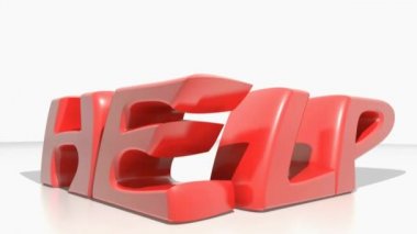 Beyaz zemin üzerine kırmızı 3d yazma izole yardım küçülür ve - 3d işleme video yukarı büyür