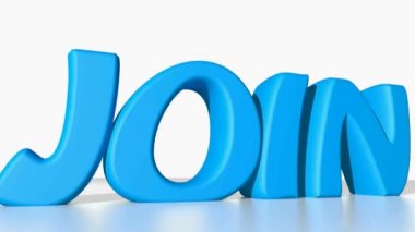 Mavi katılmak beyaz arka plan - 3d işleme video hareketli yazmak