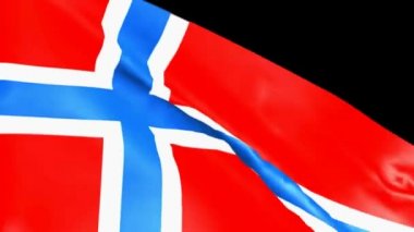 Norveç siyah arka plan - 3d render videoda izole rüzgarda sallayarak bayrak