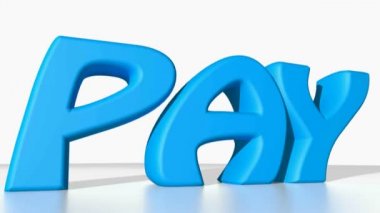 Beyaz bir yüzey - 3d işleme video hareketli ödeme mavi 3d yazmak