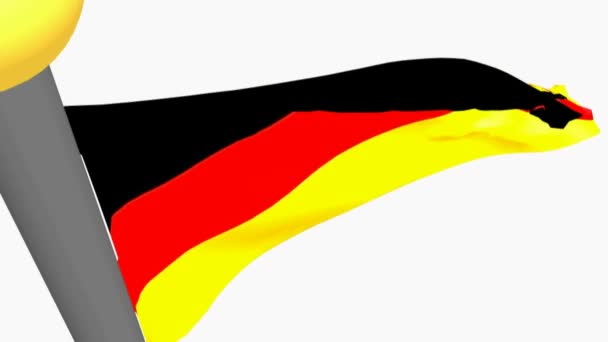 Bandera Alemana Ondeando Sobre Fondo Blanco Representación Vídeo — Vídeo de stock