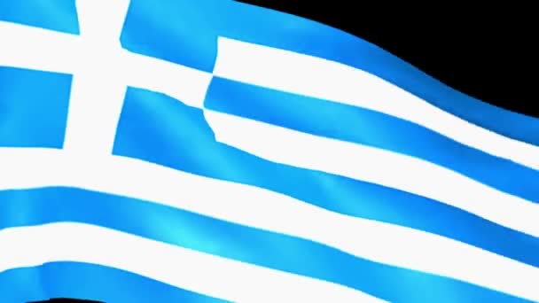 Griekse Vlag Zwaaien Rendering Video — Stockvideo