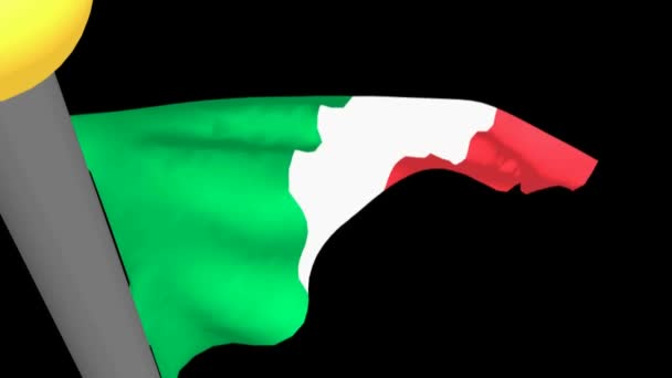 Italská Vlajka Mávala Černém Pozadí Vykreslování Videa — Stock video