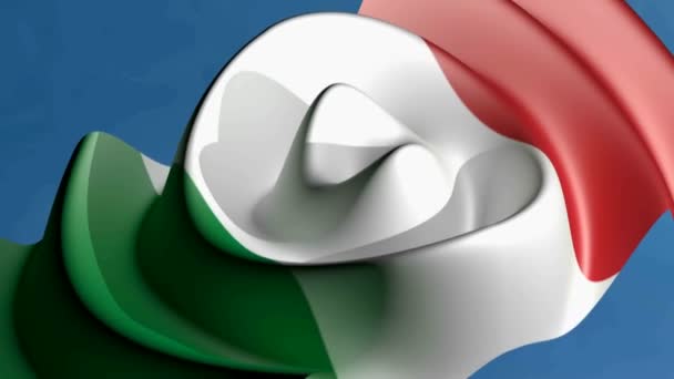 Bandera Italiana Ondeando Con Ondas Circulares Representación Vídeo — Vídeos de Stock