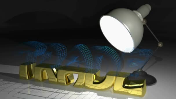 Trade Write Unter Dem Licht Einer Schreibtischlampe Rendering Video — Stockvideo