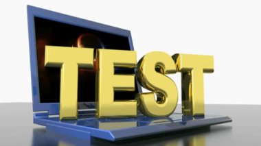 3d altın harflerle yazma testi, çekmek ve bir dizüstü bilgisayar - 3d render video büyüyen