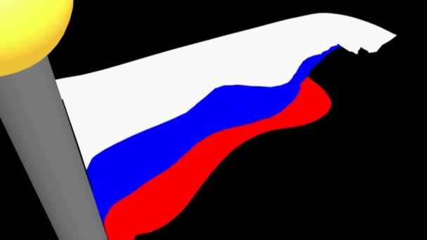 Russische Vlag Zwaaien Zwarte Achtergrond Rendering Video — Stockvideo