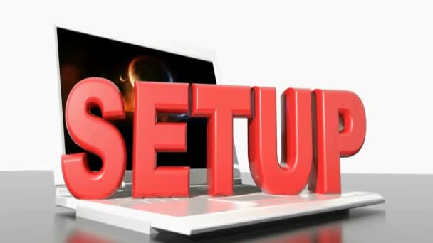 Setup Rojo Escritura Crece Nad Encoge Ordenador Portátil Blanco Representación — Vídeos de Stock