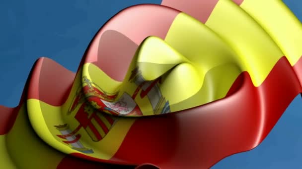 Spaanse Vlag Zwaaien Met Circulaire Dubbel Zijdig Golven Rendering Video — Stockvideo