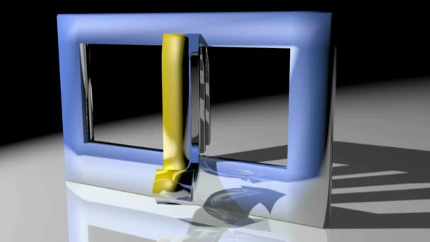 黄道带天蝎座符号旋转在一个方形的蓝色帧 渲染视频 — 图库视频影像