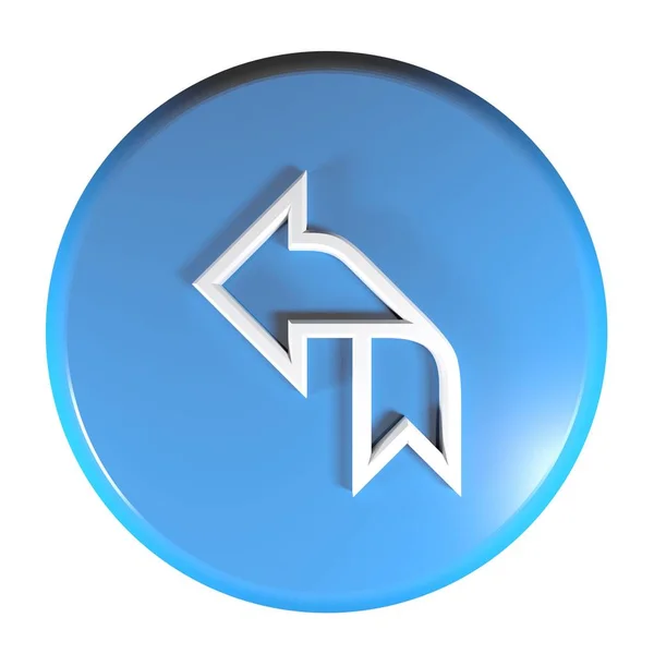 Botão Azul Círculo Com Ícone Uma Seta Subindo Seguida Esquerda — Fotografia de Stock