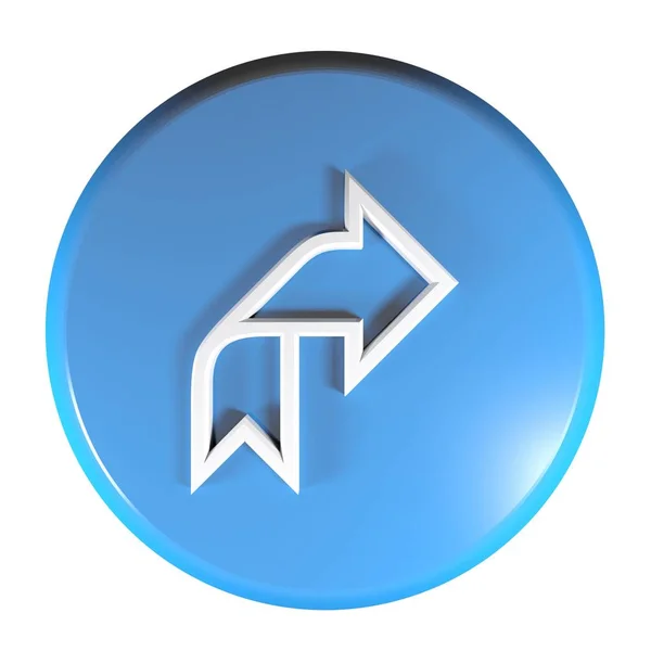 Botão Azul Círculo Com Ícone Uma Seta Subindo Seguida Direita — Fotografia de Stock