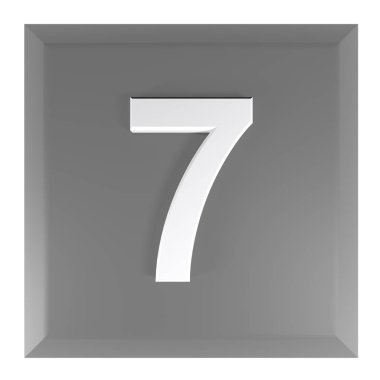 Bir siyah kare beyaz arka plan - 3d render illüstrasyon izole düğme ile sayı 7,