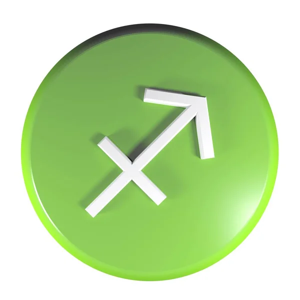 Green Circle Push Button Icon Zodiacal Sign Sagittarius Isolated White — Stock Photo, Image