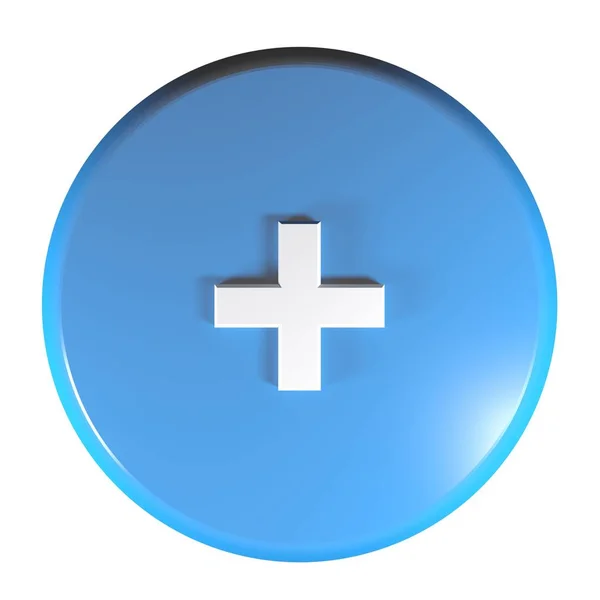 青い丸プッシュ ボタン記号 代数操作番号 レンダリング図を加算の — ストック写真