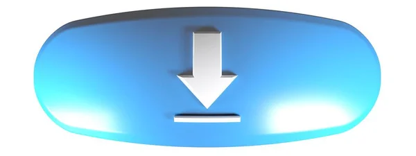 Blue Rounded Rectangle Push Button Icon Download Rendering Illustration — Stock Photo, Image