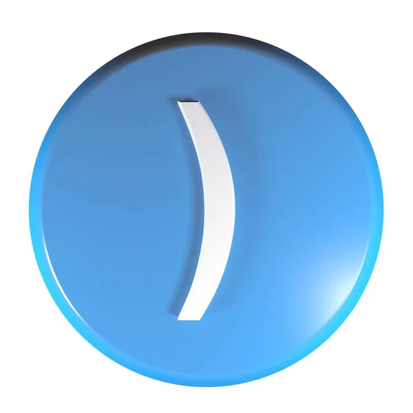 Blue Circle Push Button Closed Parenthesis Symbol Isolated White Background — Stock Photo, Image