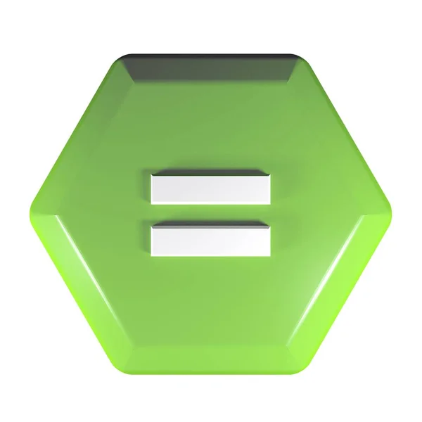 Een Groene Zeshoekige Drukknop Met Het Teken Equal Voor Wiskundige — Stockfoto