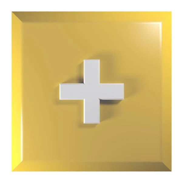 Botão Quadrado Amarelo Com Sinal Para Operação Matemática Algébrica Somar — Fotografia de Stock