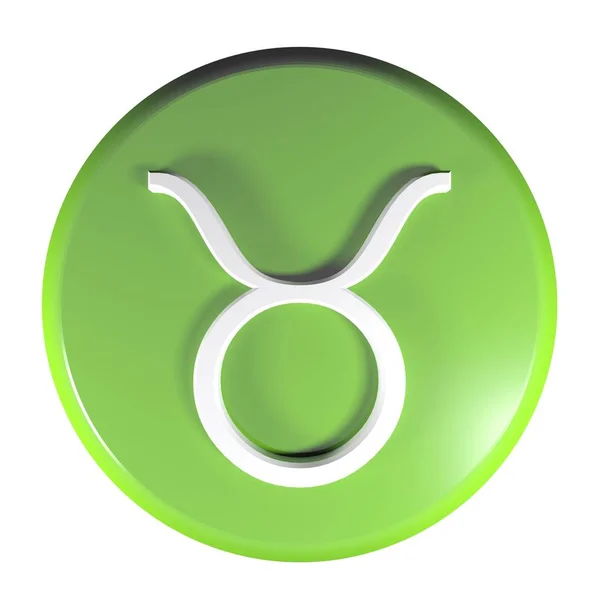 Кнопка Нажатия Зеленого Круга Иконкой Зодиакального Знака Taurus Выделенная Белом — стоковое фото