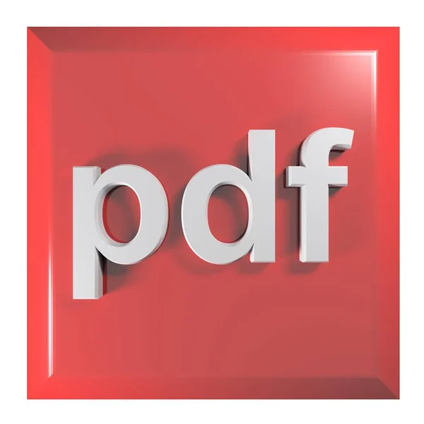 正方形 赤プッシュ ボタン 白で書き込み Pdf 白い背景で隔離の手紙 レンダリング図 — ストック写真