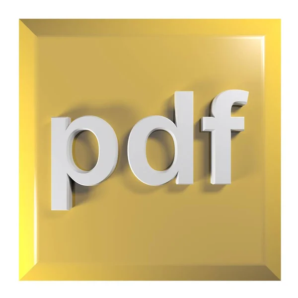 Botão Amarelo Quadrado Isolado Fundo Branco Com Pdf Gravação Letras — Fotografia de Stock