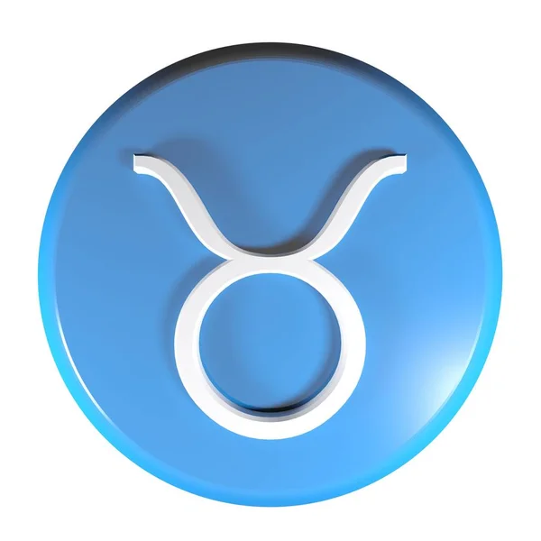 Botão Azul Círculo Com Ícone Signo Zodiacal Taurus Isolado Fundo — Fotografia de Stock