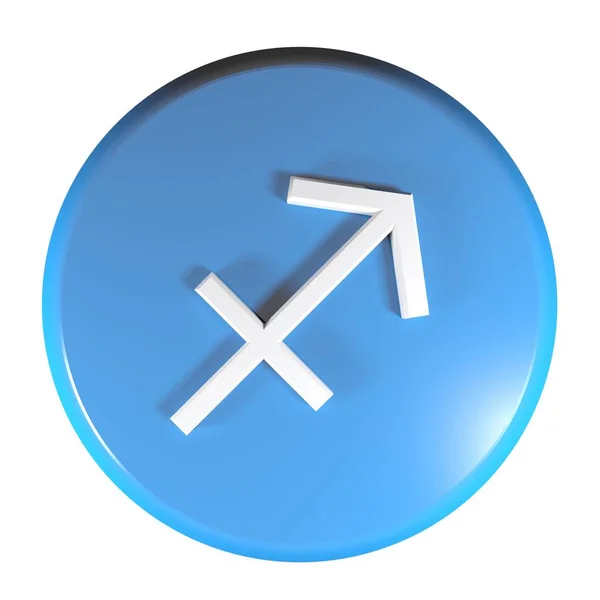 Blue Circle Push Button Icon Zodiacal Sign Sagittarius Isolated White — Stock Photo, Image