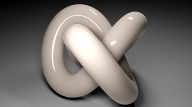 Beyaz plastik ile yapılan bir düğüm üzerinde beyaz bir yüzey - 3d render örnek oldu