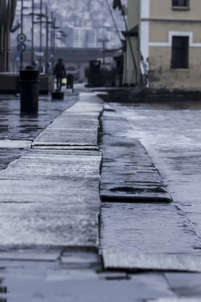 Sendero Junto Mar Alsancak Izmir Turquía Una Madrugada Invierno — Foto de Stock