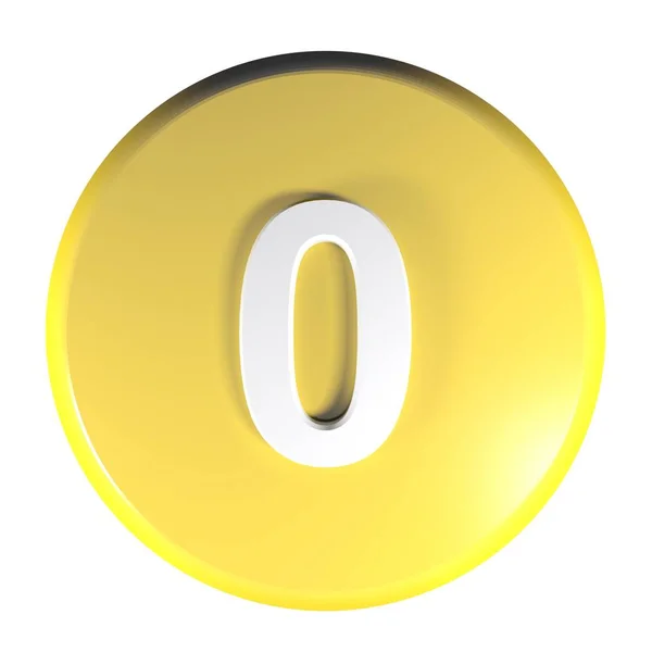 Yellow Cricle Push Button Number Isolated White Background Rendering Illustration — Stock Photo, Image