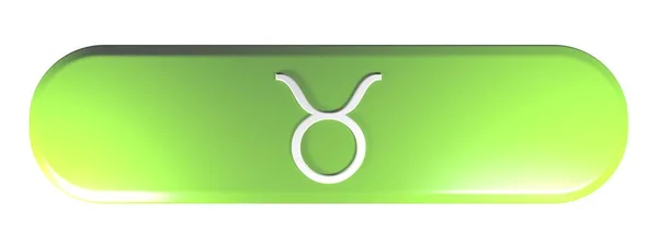 Pulsador Rectángulo Redondeado Verde Con Icono Del Signo Zodiacal Taurus — Foto de Stock