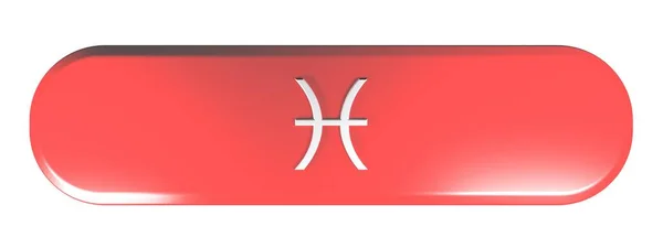 Botão Retângulo Arredondado Vermelho Com Ícone Signo Zodíaco Pisces Isolado — Fotografia de Stock