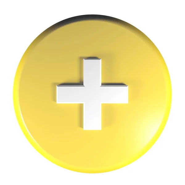 Botão Círculo Amarelo Com Sinal Para Operação Matemática Algébrica Somar — Fotografia de Stock
