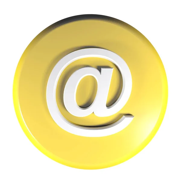 Yellow Circle Push Button Symbol Mail Rendering Illustration — Stock Photo, Image