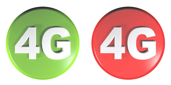 两个圆圈按钮 隔离在白色的背景 关于通信技术 一个是绿色的 第二个是红色的 渲染插图 — 图库照片