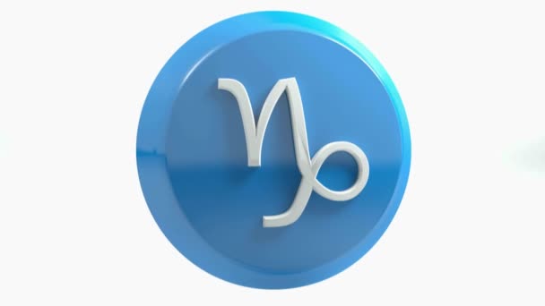 Кнопка Zodiac Capricorn Icon Blue Circle Push Button Rendering Illustration — стоковое видео