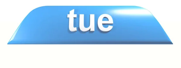 一个蓝色选项卡 带有写 Tue 停留在周二 渲染插图 — 图库照片