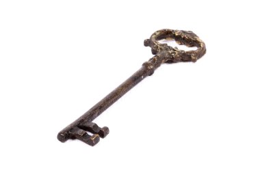 Anahtar üzerinde izole beyaz arka plan antika - fotoğraf
