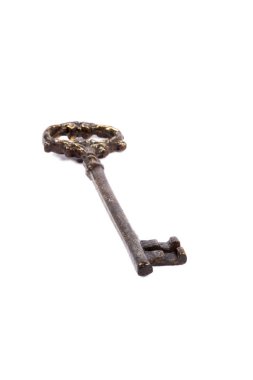 Anahtar üzerinde izole beyaz arka plan antika - fotoğraf