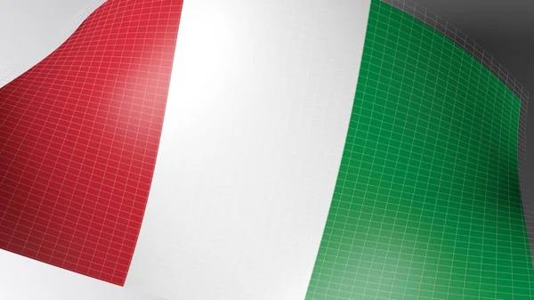 Fond Avec Drapeau Italien Ondulé Une Fine Grille Blanche Dessus — Photo