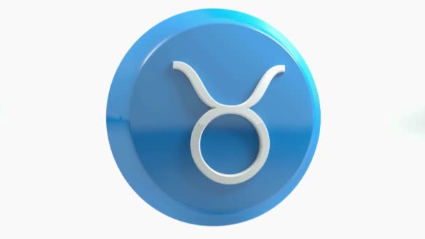 ZODIAC TAURUS ICON botão círculo azul - ilustração renderização 3D — Vídeo de Stock