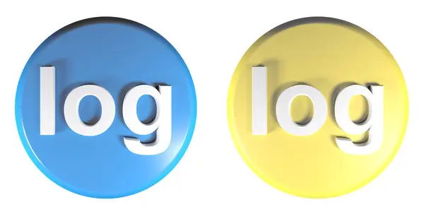 Dos Botones Círculo Azul Amarillo Con Registro Escritura Ilustración Representación —  Fotos de Stock