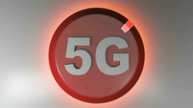 ışık imleç - 3d render animasyon dönen 5 g kırmızı daire simgesi