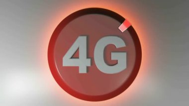 ışık imleç - 3d render animasyon dönen 4 g kırmızı daire simgesi
