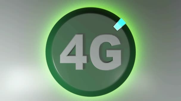 4G green circle icon with rotating light cursor - 3D rendering animation — Stock Video