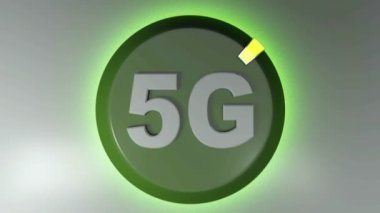 ışık imleç - 3d render animasyon dönen 5 g yeşil daire simgesi