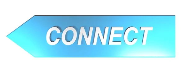 Write Connect White Letters Blue Arrow Pointing Left White Background — Stock Photo, Image