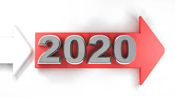 Une Flèche Rouge Avec Année 2020 Illustration Rendu — Photo