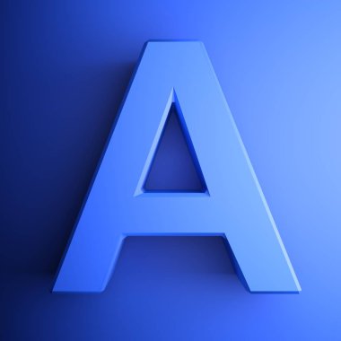 Kare simgedeki alfabetik harf, mavi arka plan da mavi - 3d render illüstrasyon